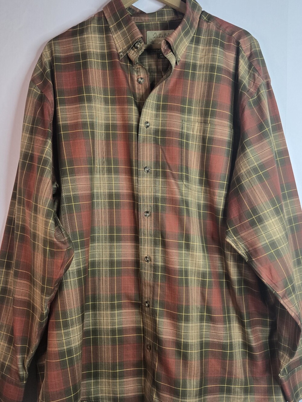 CABELA'S Outfitter Series Men XL Tall L/Sl Button Up Plaid Shirt, Fall Colors